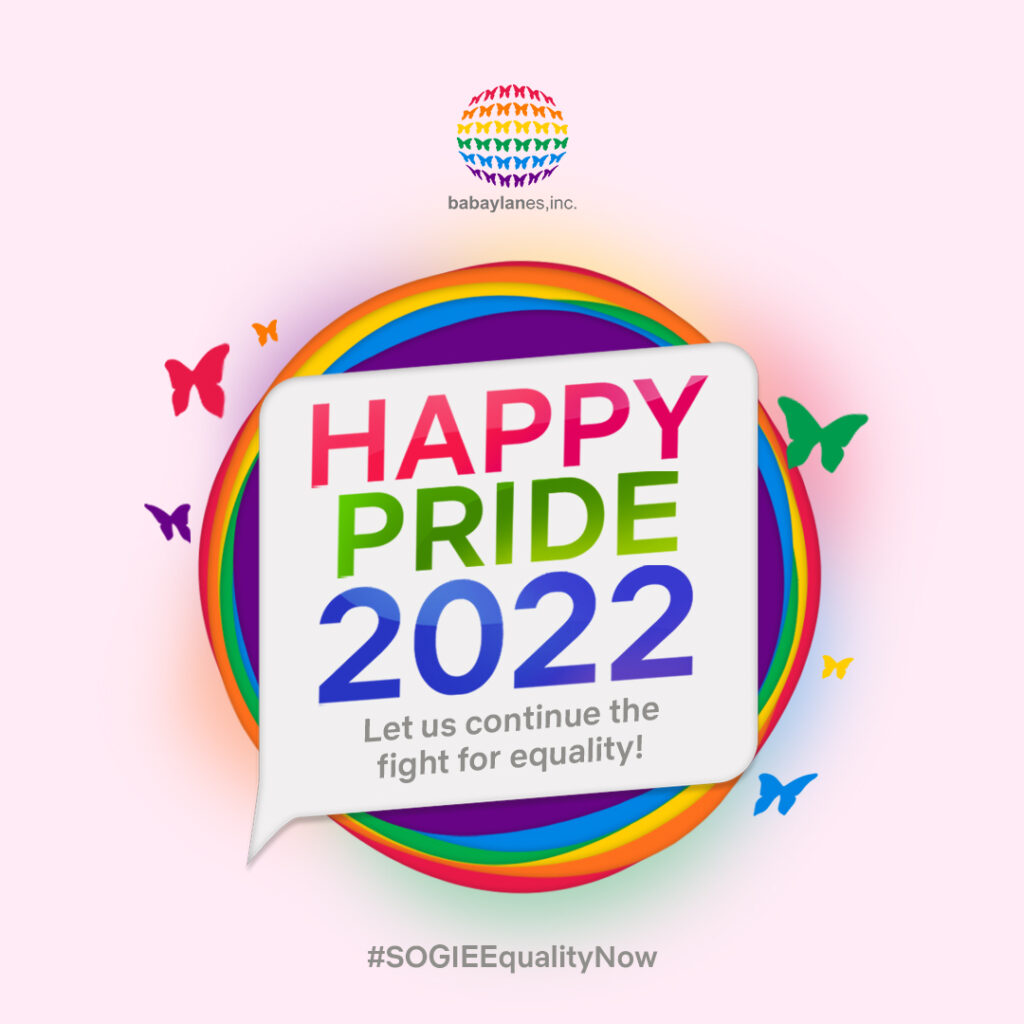 The text "Happy Pride 2022" surrounded by butterflies